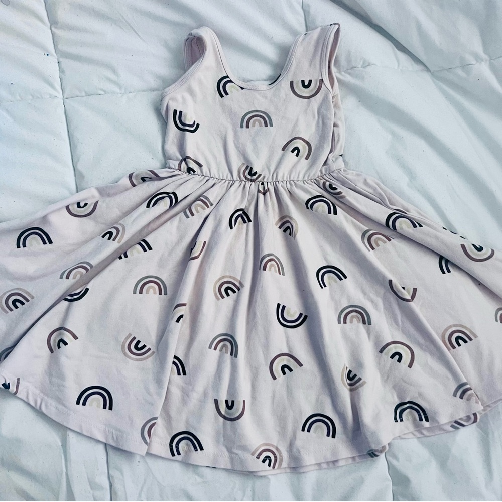 Rainbow Patterned Kids Twirl Dress